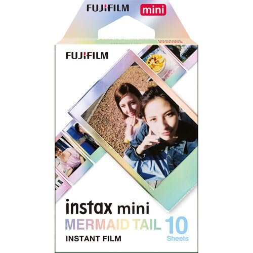 Fujifilm Instax Mini Film Variety Pack  Contact Sheet, Stone Gray, Sprinkles, Rainbow, Pink Lemonade, Mermaid Tail  (10 Sheets)  Compatible with Mini Cameras (Mermaid Tail / 10 Sheets)