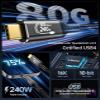 Zelcaum USB C Thunderbolt 5 Cable 120Gbps Bandwidth, 80Gbps Date, 16K 8K 4K Video Sync Display, 240W Fast Charging, Fully Compatible with Thunderbolt 4/3, Type USB-C, USB4 / Gen4 Devices 10FT view 2