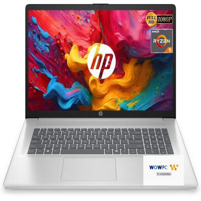 HP 17 Inch Laptop, AMD Ryzen 5 7430U 6-Cores Processor (Beats i7-1355U), 17" FHD (1080p) IPS Display, 32GB RAM, 2TB SSD, Wi-Fi 6, Windows 11 Pro, w/WOWPC Recovery USB