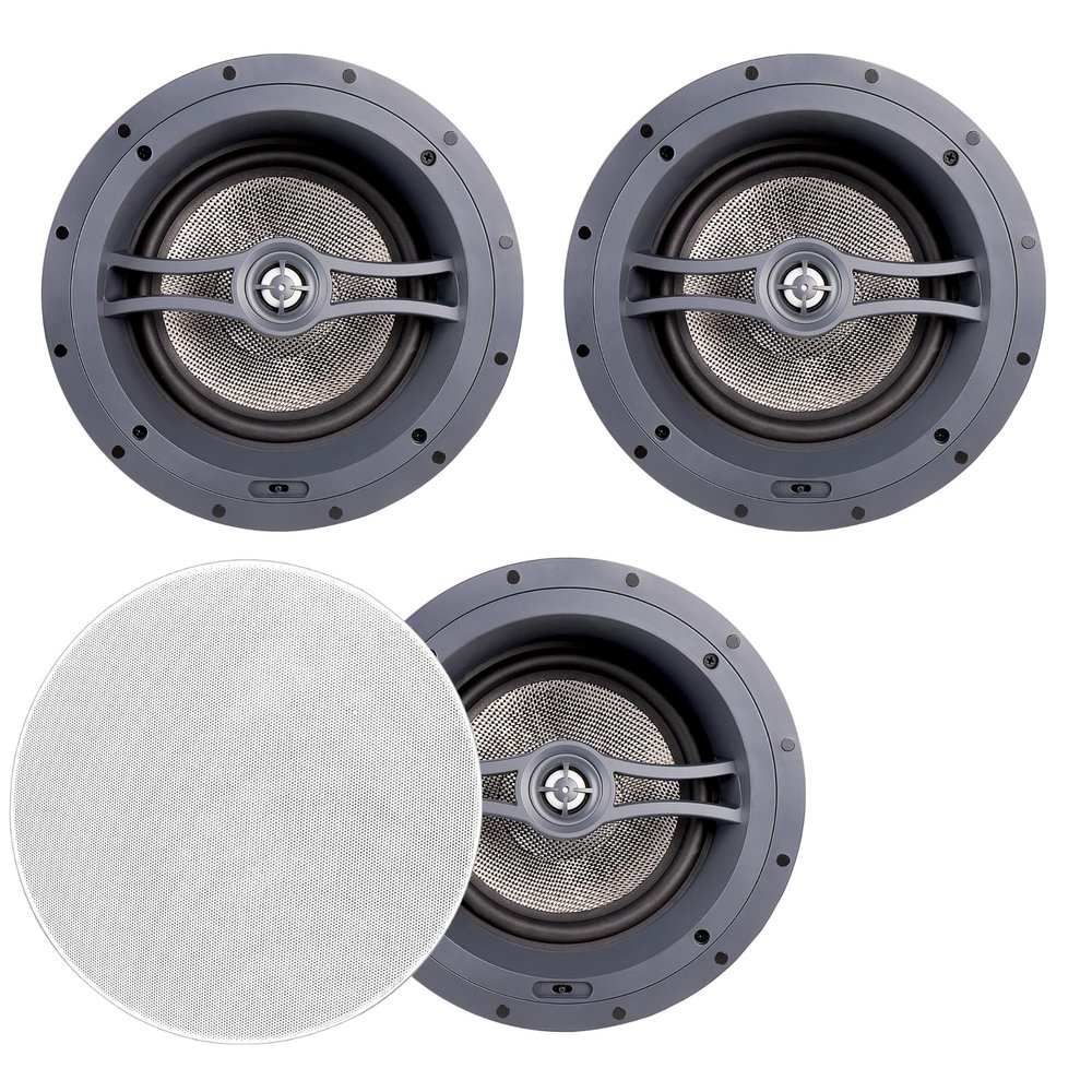 OSD Audio ACE870 3Pack 8 Angled Trimless LCR inCeiling Speakers 175W CarbonFiber Woofer, Pivoting Tweeter, Dolby Atmos Ready
