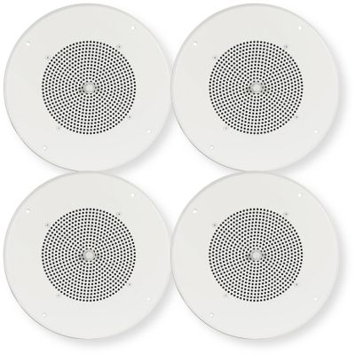 S810T725PG8U Pack of 4 Ceiling Speakers, 8-Inch Speaker, Bright White Grille, T725 Transformer, 70V/25V Compatible, Pre-Assembled
