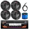JVC KD-T92MBS Single DIN Marine USB Bluetooth CD Player Stereo Receiver with 4X 6.5 150 Watt 2-Way Coaxial Black Car Audio Speakers, Radio Antenna, 50 Ft 16 Gauge Speaker Wire view 1