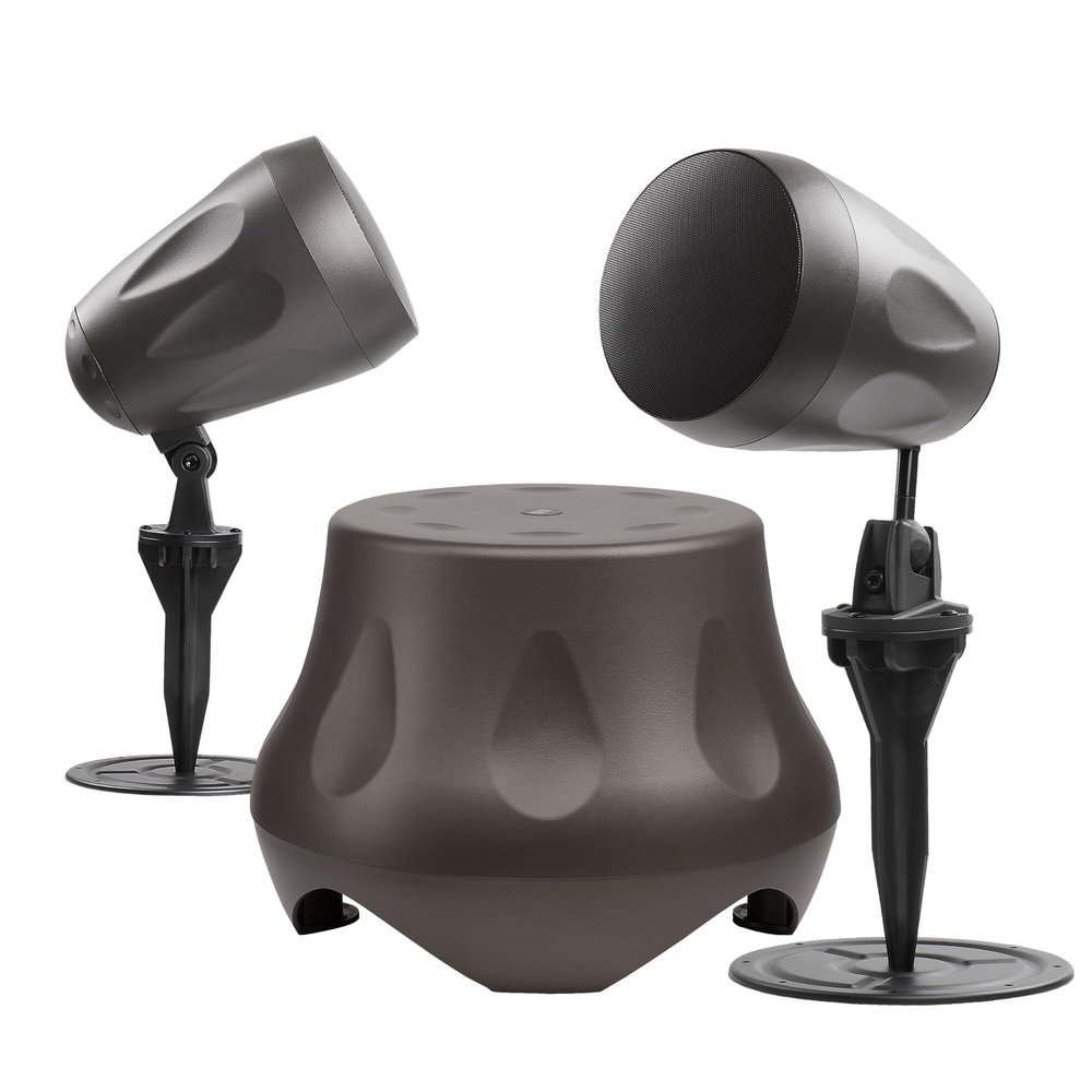 OSD Audio Immersive Outdoor Audio System Forza 10" 300W Floor Subwoofer & (2) 6.5" 80W Pendant Landscape Speakers, Powerful Sound for Patios & Pools