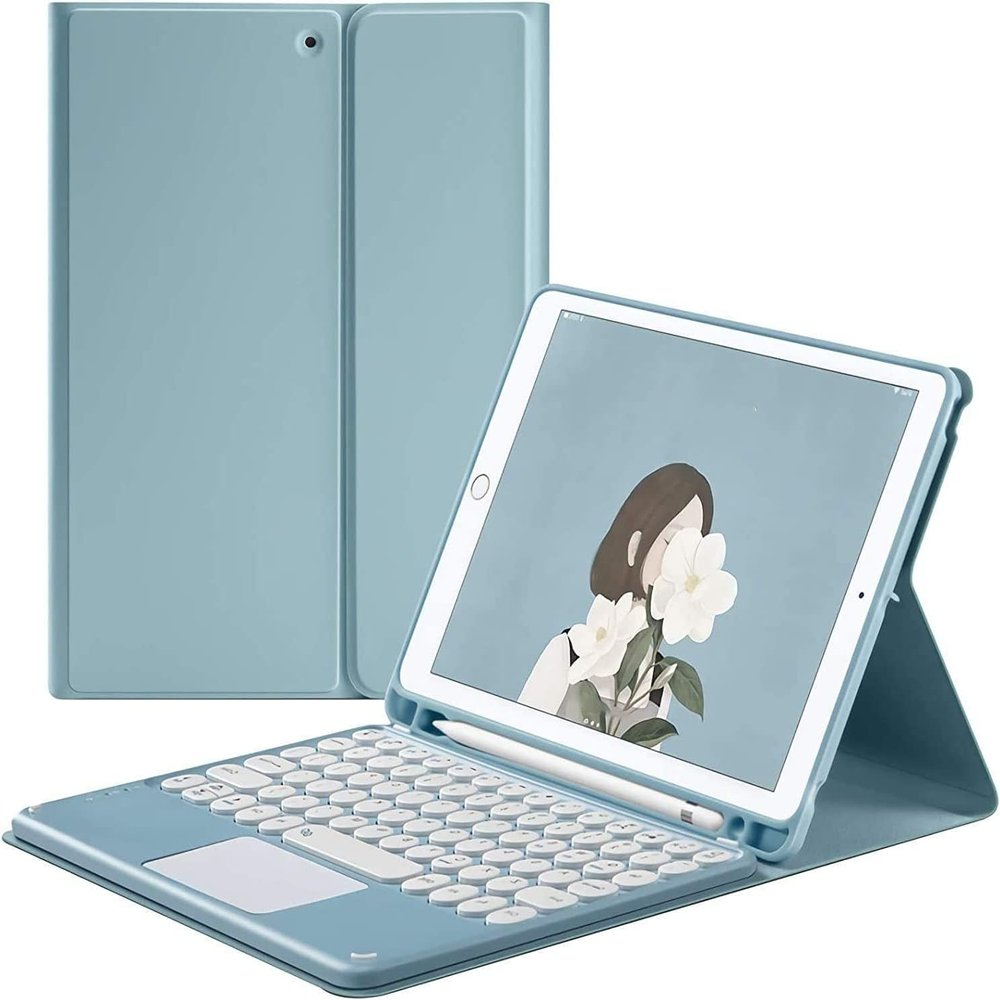 AnMengXinLing Keyboard Case for iPad (A16) 11th/iPad 10th Generation with Pencil Holder, Magnetic Detachable Slim Lightweight Keyboard with Multi-Touch Trackpad,Blue