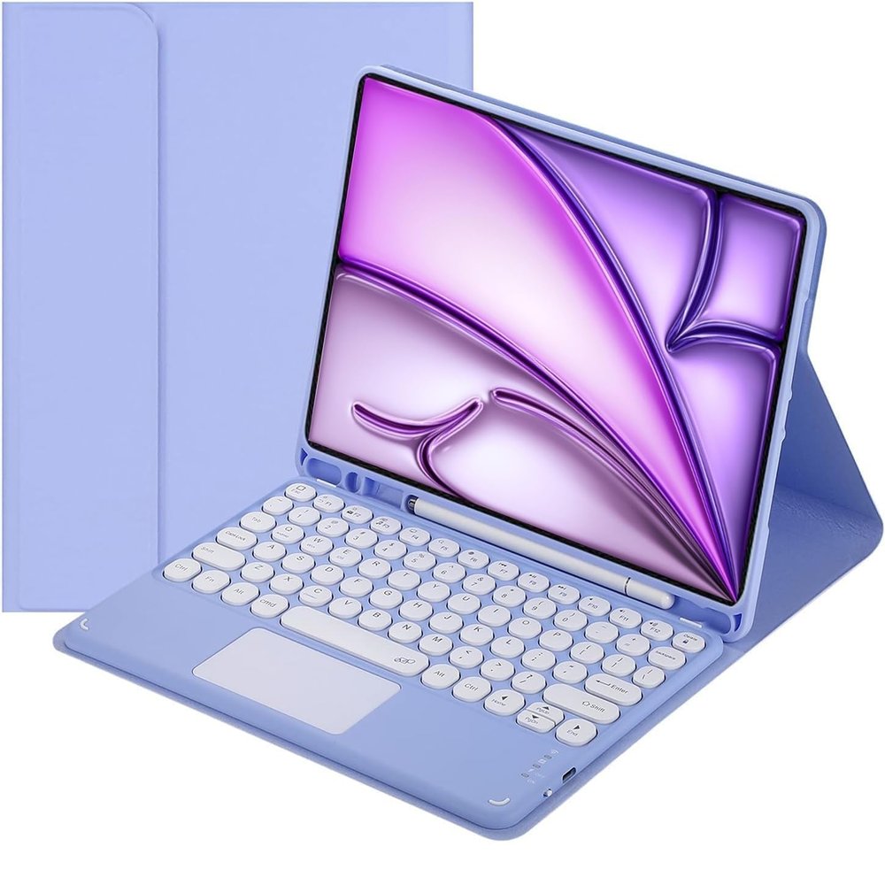 AnMengXinLing Keyboard Case for iPad (A16) 11th/iPad 10th Generation with Pencil Holder, Magnetic Detachable Slim Lightweight Keyboard with Multi-Touch Trackpad,Purple