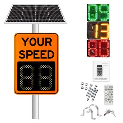 JXUANMM Solar Powered Radar Feedback Sign, Digital Rader Speed Detector Signs,Aluminum Solar LED Radar Speed Traffic Signs, IP65 Waterproof All-Weather Real-Time Monitoring Orange-19.727.5in/50x70cm