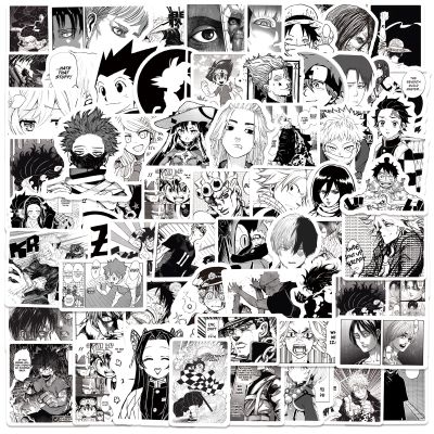 100pcs Black and White Anime Stickers for Kids,Movie Decorative Sticker for Kids Teens Waterproof Stickers for Water Bottle Laptop Luggage Helmet Skateboard Guitar