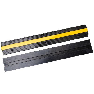 2 Pack of 1-Channel Rubber Cable Protector Ramp, Rubber Outdoor Extension Cord Covers for Wires, Prevent Cable Trips for Exhibitions