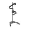 Laptop Floor Stand,Liftable Steel Shelf,Dual Screen with Roller,for Home Outdoor Office,Easy to Move(Black) view 1