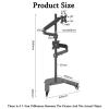 Laptop Floor Stand,Liftable Steel Shelf,Dual Screen with Roller,for Home Outdoor Office,Easy to Move(Black) view 2