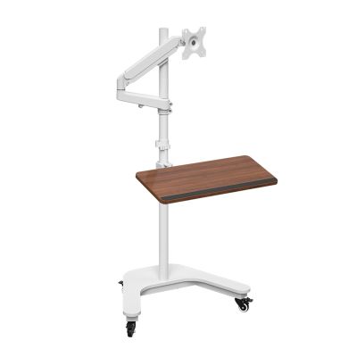 Laptop Floor Stand,Steel Liftable Floor Shelf,Rotating Computer Desk with Tray,for Home Outdoor Office,Flexible Adjustment(White)