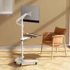 Laptop Floor Stand,Steel Liftable Floor Shelf,Rotating Computer Desk with Tray,for Home Outdoor Office,Flexible Adjustment(White) view 2