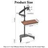 Laptop Floor Stand,Steel Liftable Floor Shelf,Rotating Computer Desk with Tray,for Home Outdoor Office,Flexible Adjustment(White) view 3