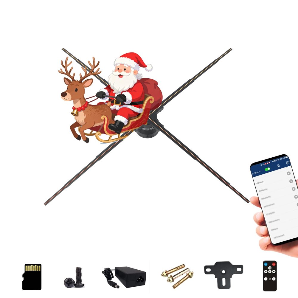 HFZ 39.4 Inch 3DhologramFan 1184 LED High with 1500+ Videos | WiFi App Control Bluetooth Holographic Display | Large Advertising Fan for Store Retail Trade Show Exhibition