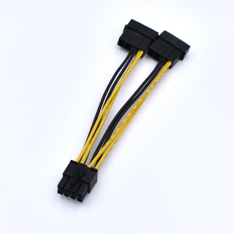 10cm Dual 4-pin IDE Molex to CPU 8-pin Power Adapter Cable