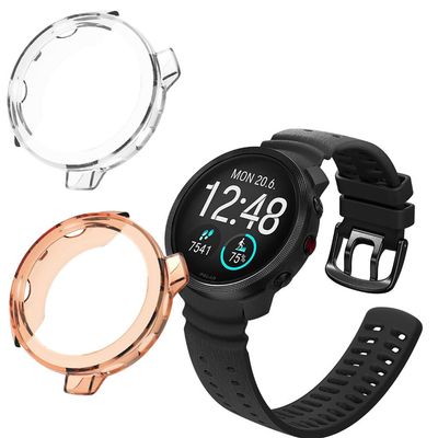 2 Pack Cases Compatible with Polar Vantage M3 with Screen Protector, Flexible TPU Shockproof Scratch Proof Cover Case for Polar Vantage M3 Smartwatch (Orange/Clear)