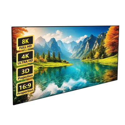 16:9 Fixed Frame Projector Screen 90/100 in, 2.6 Gain Indoor Wall-Mounted Gray Projection Screen for Home Theater/Living Room/Patio/Office/Classroom(60in 16:9)