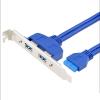 QQEURZSF 2 Ports USB 3.0 Female Back Panel to Motherboard 20pin Header Connector Cable Adapter with PCI Slot Plate Bracket 50cm(USB 3.0 Blue A) view 2