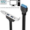 QQEURZSF 2 Ports USB 3.0 Female Back Panel to Motherboard 20pin Header Connector Cable Adapter with PCI Slot Plate Bracket 50cm(USB 3.0 Blue A) view 3