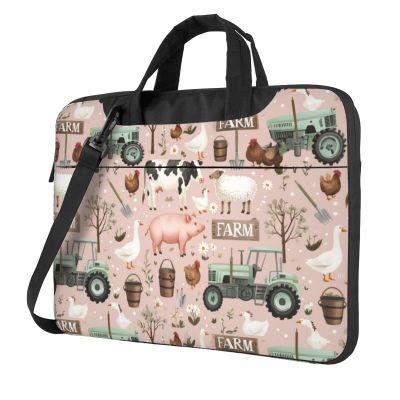 JxWCher Laptop Bag for Work & Commute, Shockproof, Farm Animals Print Computer Messenger with Shoulder Strap