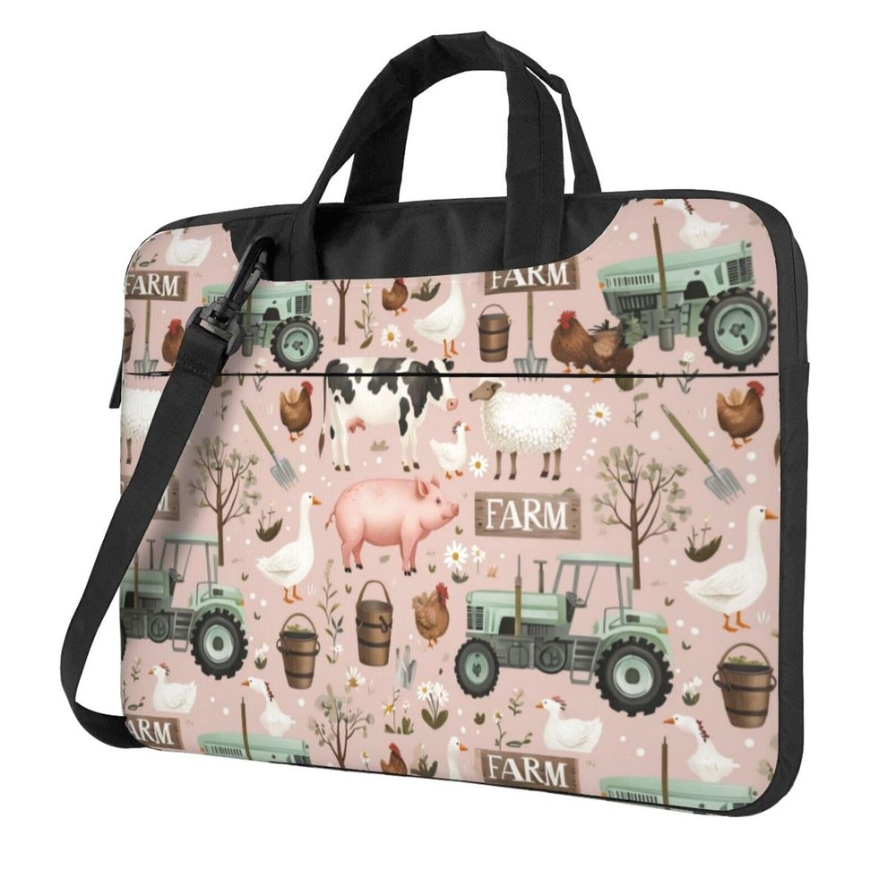 JxWCher Laptop Bag for Work & Commute, Shockproof, Farm Animals Print Computer Messenger with Shoulder Strap