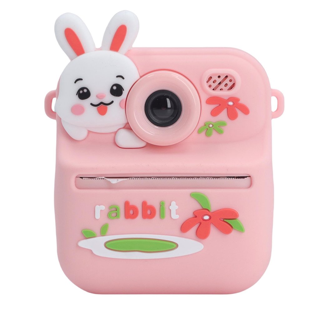 Yunseity Instant Print Camera for Kids, 48MP 1080P HD Selfie Instant Cameras with 16x Digital Zoom, Double Lens, 2.4 Inch Screen Compact Instant Camera with Filters Game Music (Pink Rabbit)
