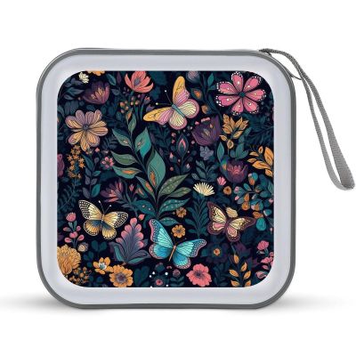 FZQVSWTX CD/DVD Storage Case,40 Capacity CD Case Holder Organizer Blue And Yellow Flowersprinted Plastic Portable Zipper Wallet DVD Case for Car Home Travel