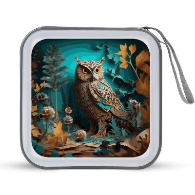 FZQVSWTX CD/DVD Storage Case,40 Capacity CD Case Holder Organizer Dark Owlprinted Plastic Portable Zipper Wallet DVD Case for Car Home Travel