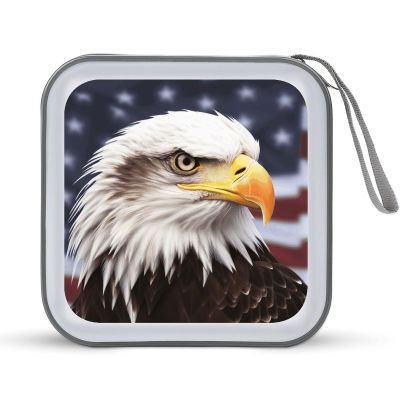 FZQVSWTX CD/DVD Storage Case,40 Capacity CD Case Holder Organizer Bald Eagleprinted Plastic Portable Zipper Wallet DVD Case for Car Home Travel