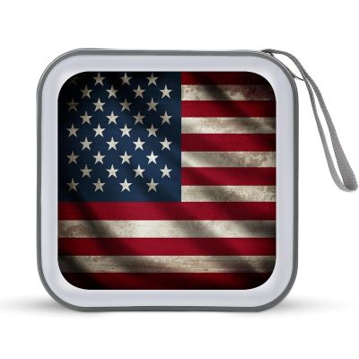 FZQVSWTX CD/DVD Storage Case,40 Capacity CD Case Holder Organizer American Flagprinted Plastic Portable Zipper Wallet DVD Case for Car Home Travel