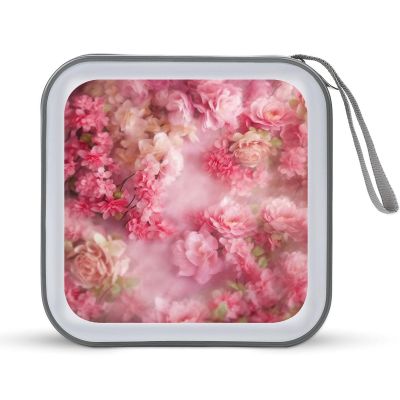FZQVSWTX CD/DVD Storage Case,40 Capacity CD Case Holder Organizer Floral Flowersprinted Plastic Portable Zipper Wallet DVD Case for Car Home Travel
