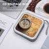 FZQVSWTX CD/DVD Storage Case,40 Capacity CD Case Holder Organizer Old Compassprinted Plastic Portable Zipper Wallet DVD Case for Car Home Travel view 4