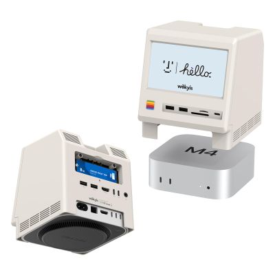 Wokyis M5 Retro Dock Station for Mac mini M4, 5inch HD Display, 10Gbps M.2 NVMe SSD Enclosure, SD/Micro SD Reader 4.0, 4*USB-A 1*USB-C 10Gbps, 3.5mm Earphone Jack,