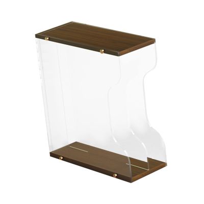 PawwJoy Vinyl Record Storage Holder Wood Table Multipurpose Music Album Display Rack for Files Documents Dorm Cafe- Walnut Color 2 Grid