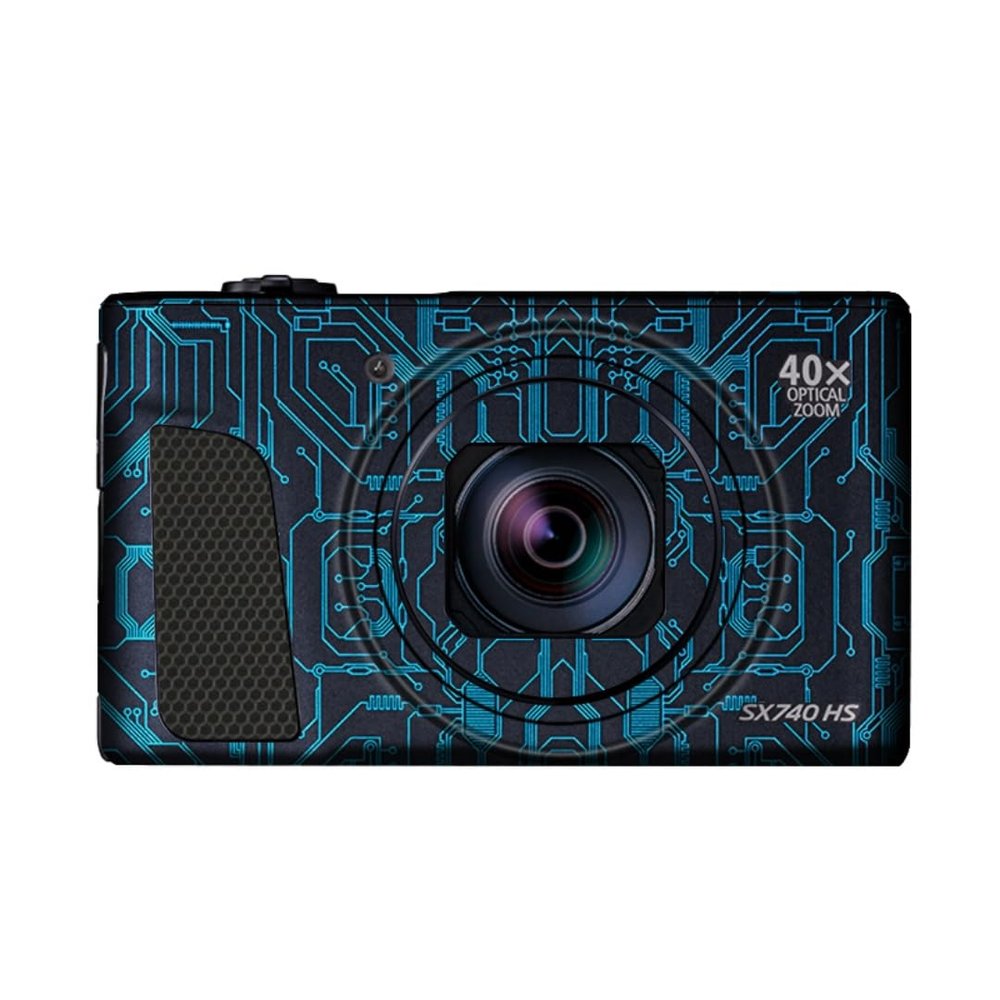 SX740HS Anti-Scratch Vinyl Wrap Camera Skin for Canon PowerShot SX740 HS 40x Cartoon Film Photography Accessories Sticker(Circuit Blue)