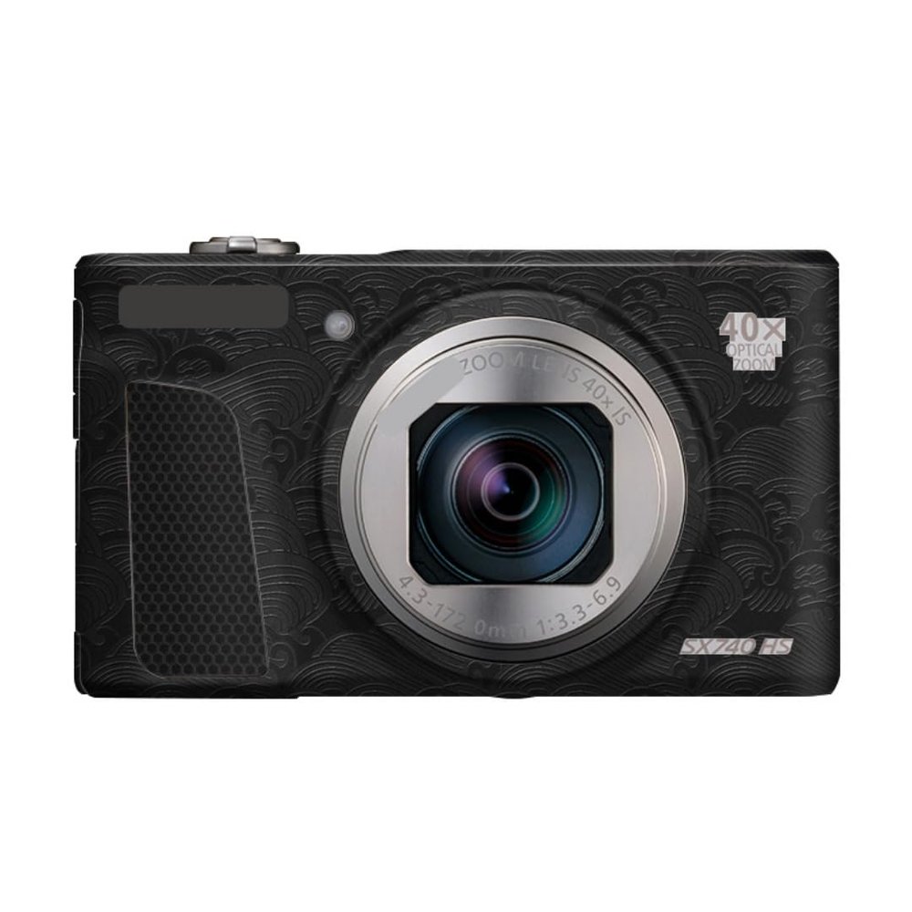 SX740HS Anti-Scratch Vinyl Wrap Camera Skin for Canon PowerShot SX740 HS 40x Cartoon Film Photography Accessories Sticker(Wave Black)