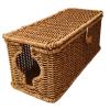 Cord Organizer Cable Management Box PC Tool Wire Organizer Rectangle Imitation Rattan- 32cmx13cmx13cm view 1
