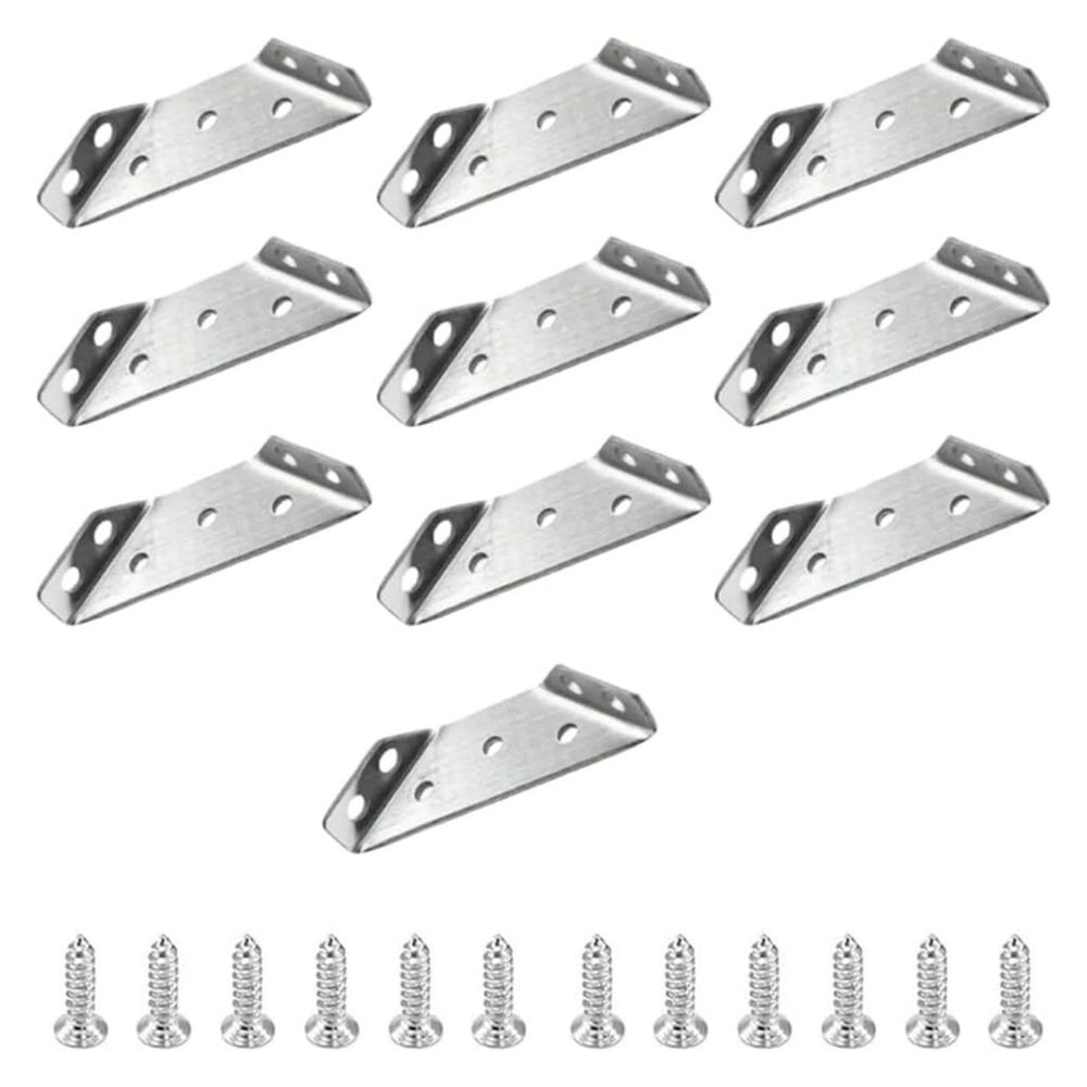 20 Pcs Corner Bracket,Thickened Stainless Steel Angle,Trapeziform Corner Brace Brackets,Right Angle Fixed Bracket Furniture Connectors with Screws