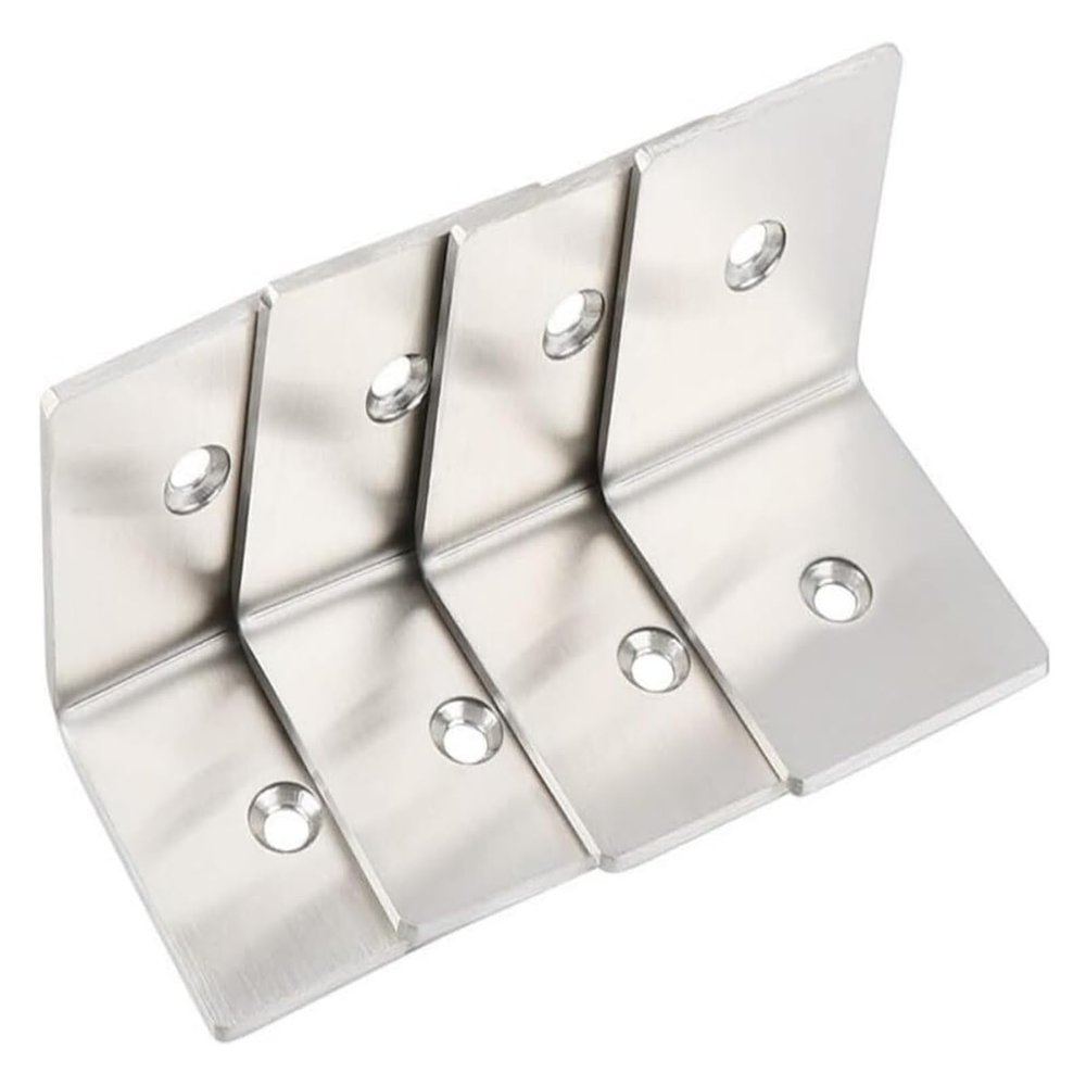 4 Pcs 90 Degree Right Angle Brace,Stainless Steel Right Angle Bracket Fasteners for Shelves,L-Shaped Furniture Fasteners Angle Brace Joint Angle Connector (Silver,48x48x40 mm)