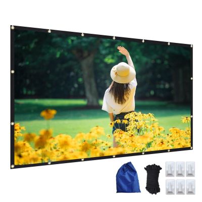 60-300inch Projection Screen, 4K HD 16:9 Portable Foldable Anti-Crease Movie Projector Screen for Home Theater Outdoor Indoor(200 inch)