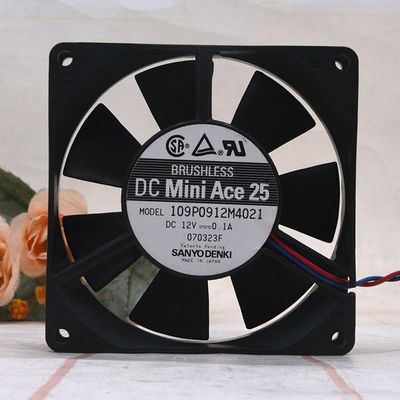 109P0912M4021 12V 0.1A 9025 Silent Fan - 90mm 2-Wire Power Supply, High Precision Double Ball Bearings, Low Noise Operation Shrandi