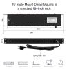 10 Outlet Horizontal 1U Rack Mount PDU Power Strip with Surge Protector - 110V/15A - 6ft Power Cord for Network Server Racks (PDU-03PRO) view 3