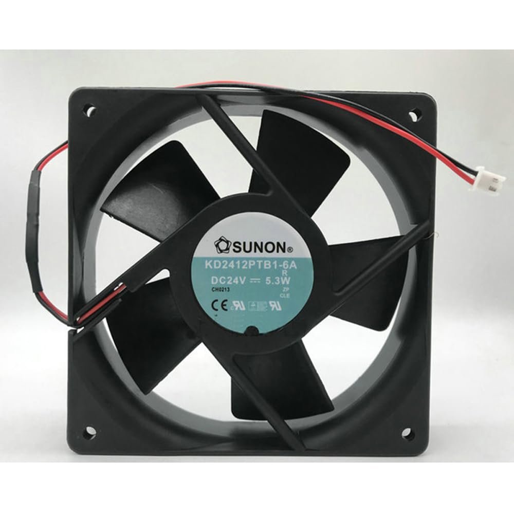 12cm 24V Cooling Fan KD2412PTB1-6A | 3100 RPM | 108.2 CFM | Low Noise 44.5 dBA | 2-Pin Connector Shrandi