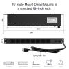 8 Outlet Horizontal 1U Rack Mount PDU Power Strip with Surge Protector - 110V/15A - 6ft Power Cord for Network Server Racks (PDU-03) view 3
