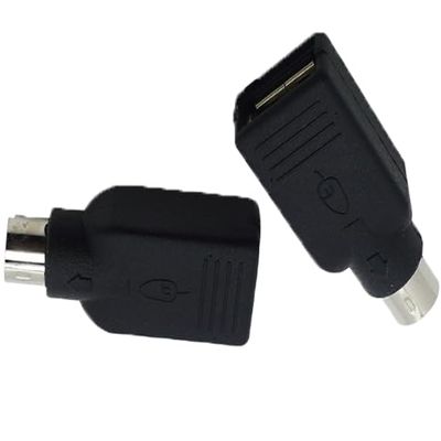 Replacement USB to PS2 Adapter, USB Female to PS/2 Male Keyboard and Mouse Adapter Converter (Black, 2-Packs)
