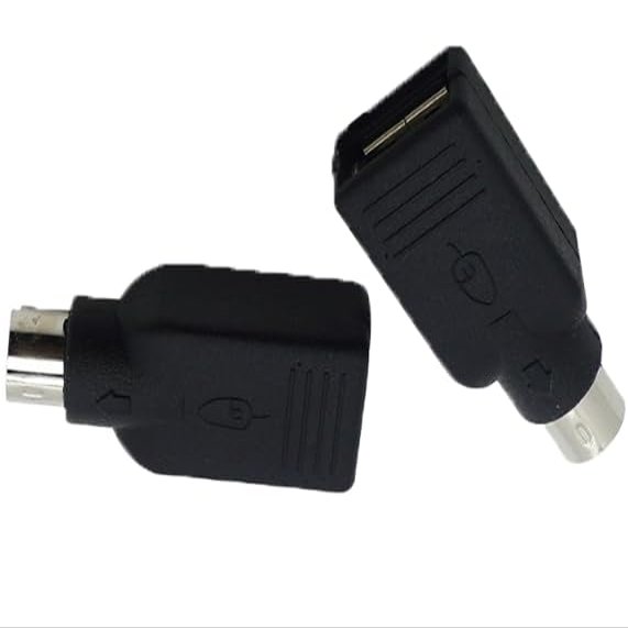 Replacement USB to PS2 Adapter, USB Female to PS/2 Male Keyboard and Mouse Adapter Converter (Black, 2-Packs)