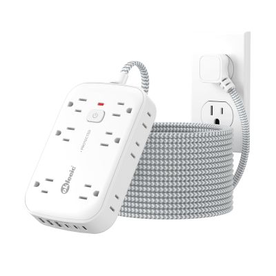 2100J Surge Protector Power Strip - 15 Ft Extension Cord with 6 USB Charging Station and 12 Outlets, Flat Plug Long Thin Extension Cord with Multiple Outlets Wall Mount for Home Office Dorm