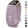 Floral Engraved Band Compatible with Fitbit Charge 6/5 Bands Women Men, Soft Replacement Straps Wristbands for Fitbit Charge 6/5 Advanced Fitness & Health Tracker (Light Purple) view 1