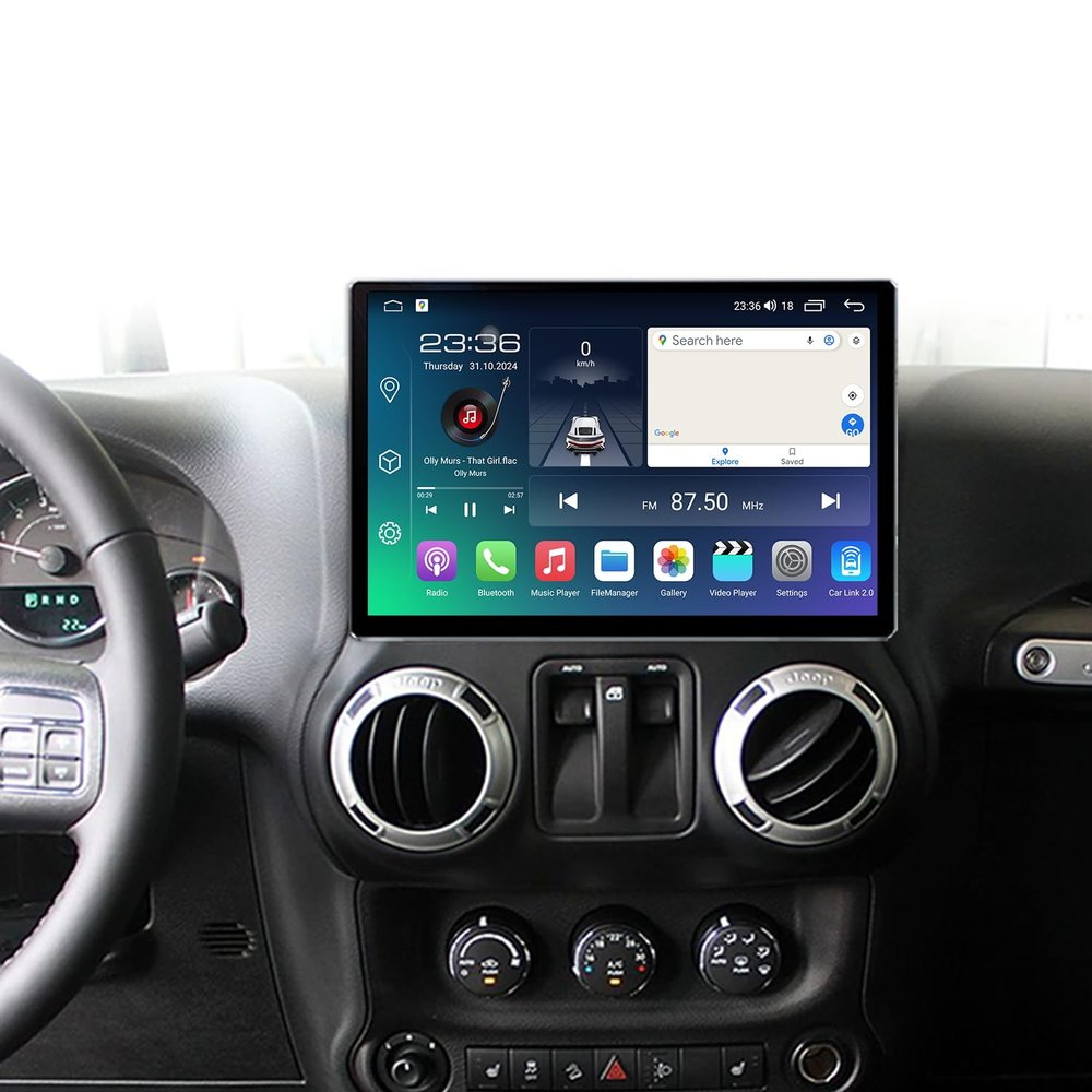 12.5" Android Car Stereo for Jeep Wrangler 3 JK 2011-2017 Wireless Apple Carplay Android Auto Car Radio Bluetooth Head Unit QLED Touch Screen 1920x1200 GPS Navigation4GB+64GB