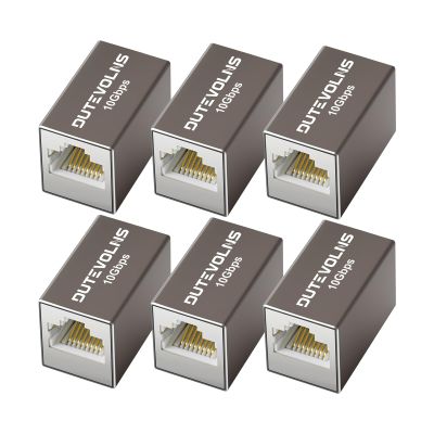Dutevolns Ethernet Extender 10Gbps, 6Pack Ethernet Coupler for Cat8 Cat7 Cat6 Cat5 Cable, Aluminum Alloy Shell, 328ft Long Distance Extend (Grey)